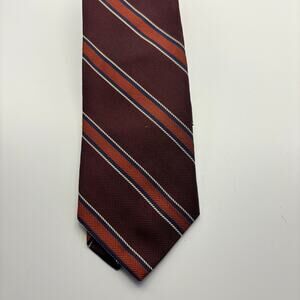 Brooks Brothers Silk Tie Burgundy Orange Stripe Makers & Merchants USA